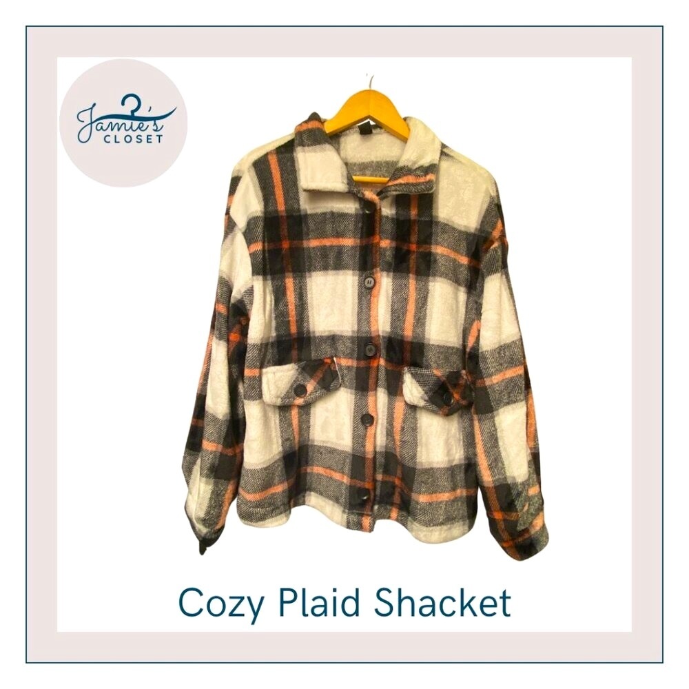 Cozy Plaid Shacket – Women's Flannel/Fleece Shirt Jacket - Size XL 🍂